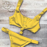 2018 New Bowknot Bikini Set Swimsuit Bathing Suit Button Swimwear Beachwear For Women