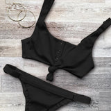 2018 New Bowknot Bikini Set Swimsuit Bathing Suit Button Swimwear Beachwear For Women