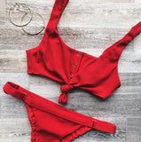2018 New Bowknot Bikini Set Swimsuit Bathing Suit Button Swimwear Beachwear For Women
