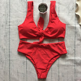 2018 New Bowknot High Waist Bikini Set Swimsuit Bathing Suit For Women Swimswear