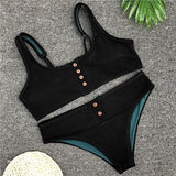 2018 Sexy Swimwear Solid Bikini Women Swimsuit Button Pattern Bikinis Set Bathing Suit Sport Style Biquini
