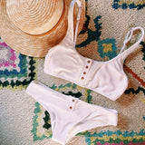 2018 Sexy Swimwear Solid Bikini Women Swimsuit Button Pattern Bikinis Set Bathing Suit Sport Style Biquini