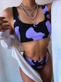 2020 New Cow Print High Waist Bikinis Swimwear Women High Leg Bikini Set Swimsuits Spring Summer Female Swimming Suit Beachwear
