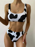 2020 New Cow Print High Waist Bikinis Swimwear Women High Leg Bikini Set Swimsuits Spring Summer Female Swimming Suit Beachwear