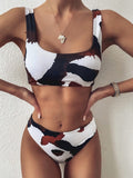2020 New Cow Print High Waist Bikinis Swimwear Women High Leg Bikini Set Swimsuits Spring Summer Female Swimming Suit Beachwear