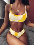 2020 Sexy High Waist Bikinis Swimsuit Women Triangle Swimwear Tie-dye gradient Bathing Suit Swim Suit For Women Micro Bikini Set