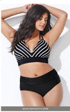 2020 Swimwear High Waisted Two Piece Plus Size Large Size Plus Fat Printed Swimsuit Women Back Chalaza Bikini Beach Bathing Suit