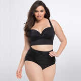 2020 Swimwear High Waisted Two Piece Plus Size Large Size Plus Fat Printed Swimsuit Women Back Chalaza Bikini Beach Bathing Suit
