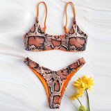 2020 Women Sexy Bikini Set Push Up Female Swimsuit Snakeskin Print Swimwear Swim Separate Two Piece Brazilian Bathing Suit