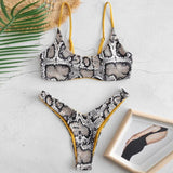 2020 Women Sexy Bikini Set Push Up Female Swimsuit Snakeskin Print Swimwear Swim Separate Two Piece Brazilian Bathing Suit