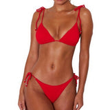 Bandeau Bikini Swimwear Women Special Material Simple Solid Sexy Bathing Suits Bandage Pink/Yellow/Black/White/Red/Blue Swimsuit