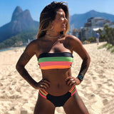 Bandeau Bikinis Women Triangle Swimsuit Bathing Suits Summer Sexy Beach Wear Ladies Swimwear Triangle Solid Printed Biquinis Set