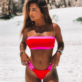 Bandeau Bikinis Women Triangle Swimsuit Bathing Suits Summer Sexy Beach Wear Ladies Swimwear Triangle Solid Printed Biquinis Set