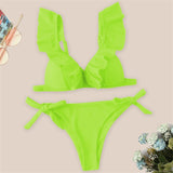 Bikini Brazilian Mujer 2020 Summer Ruffle Swimwear Women Red White Black Push Up Pads Sexy Swimsuit Bandage Two Piece Swim Wear