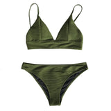 CUPSHE Army Green Solid Bikini Set Women Triangle Sexy Two Pieces Swimwear 2020 Girl Plain Beach Bathing Suit Swimsuits