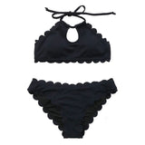 CUPSHE Dark Blue Halter Bikini Set Women Cutout Backless Crop Top Two Pieces Swimwear 2020 Girl Beach Bathing Suits Swimsuits