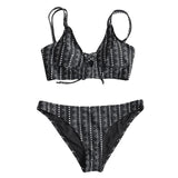 CUPSHE Dream Space Bikini Set Women Lace Up Cross Thong Triangle Bikini Swimwear 2020 Beach Bathing Suit Swimsuit