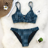 CUPSHE Dream Space Bikini Set Women Lace Up Cross Thong Triangle Bikini Swimwear 2020 Beach Bathing Suit Swimsuit
