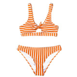 CUPSHE Orange And White Stripe Bowknot Bikini Sets Women Sexy Thong Two Pieces Swimsuits 2020 Girl Beach Bathing Suits