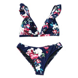 CUPSHE Ruffled Floral Print Bikini Sets Women Sexy Thong Two Pieces Swimsuits 2020 Girl Cute Bathing Suits Swimwear