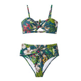 CUPSHE Tropical Floral Print Tie-Front Bow Bikini Sets Women Sexy Two Pieces Swimsuits 2020 Girl Beach Bathing Suits Swimwear
