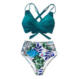 CUPSHE Tropical Palms Twist-Front High-Waisted Bikini Sexy Lace Up Swimsuit Two Pieces Swimwear Women 2020 Beach Bathing Suit