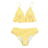 CUPSHE Yellow Gingham Ruffled Bikini Sets Women Sweet Two Pieces Swimsuits 2020 Girl Beach Bathing Suits Swimwear