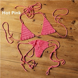 Cotton 13 Color Hand Crochet Micro Swimwear Women's Extreme Mini Sexy Bikini Set Sunbathing Bikini