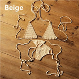 Cotton 13 Color Hand Crochet Micro Swimwear Women's Extreme Mini Sexy Bikini Set Sunbathing Bikini