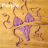 Cotton 13 Color Hand Crochet Micro Swimwear Women's Extreme Mini Sexy Bikini Set Sunbathing Bikini