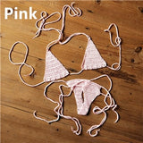 Cotton 13 Color Hand Crochet Micro Swimwear Women's Extreme Mini Sexy Bikini Set Sunbathing Bikini
