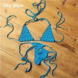 Cotton 13 Color Hand Crochet Micro Swimwear Women's Extreme Mini Sexy Bikini Set Sunbathing Bikini