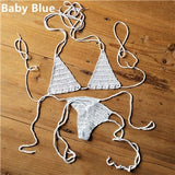 Cotton 13 Color Hand Crochet Micro Swimwear Women's Extreme Mini Sexy Bikini Set Sunbathing Bikini