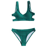 Cupshe Yellow Feather Yarn Solid Bikini Set Plain Hollow out Padded Two Pieces Swimwear 2020 Women Sexy Thong Swimsuits