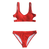 Cupshe Yellow Feather Yarn Solid Bikini Set Plain Hollow out Padded Two Pieces Swimwear 2020 Women Sexy Thong Swimsuits