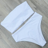 High Waist Bikini 2019 Black Swimwear Women Solid Swimsuit Sexy Thong Biquini Brazilian Bikinis Bandeau Bath Suit S-XL Beachwear