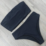 High Waist Bikini 2019 Black Swimwear Women Solid Swimsuit Sexy Thong Biquini Brazilian Bikinis Bandeau Bath Suit S-XL Beachwear