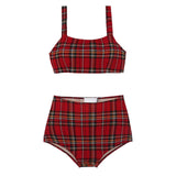 High Waist Swimwear Bikini Women Push Up Swimsuit Female Bandage Bathing Suits 2019 Beach Plaid Cover Belly Two Pieces Swimsuits