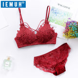 IEMUH Sexy Bikinis Solid Push Up Bikini 2019 Hot Sale Padded Bra Straps Mid Waist Swimsuit Swimwear Women lace Biquini