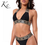 KE 2 pieces swimsuit 2020 fashion striped milk silk without pad swimwear black women's swim suit bikini swimsuit