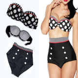 New Sexy Women Hot Retro Dots High Waist Bikini Sets Pinup Rockabilly Vintage Sexy Swimsuit Swimwear Push Up Bathing Suit