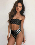 PLAVKY 2020 Lady Sexy Solid Strapless Bandeau Biquini Cut Swim Wear Bathing Suit Swimsuit Thong Swimwear Women High Waist Bikini