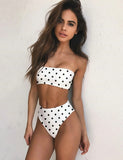 PLAVKY 2020 Lady Sexy Solid Strapless Bandeau Biquini Cut Swim Wear Bathing Suit Swimsuit Thong Swimwear Women High Waist Bikini