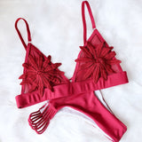 PLAVKY 2020 Sexy White Mesh Embroidered Flower Strappy Biquini Micro Bathing Suit Swimsuit Thong Swimwear Women Brazilian Bikini