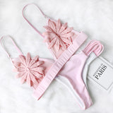 PLAVKY 2020 Sexy White Mesh Embroidered Flower Strappy Biquini Micro Bathing Suit Swimsuit Thong Swimwear Women Brazilian Bikini