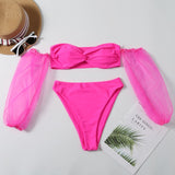 Peachtan Leopard Print Swimwear Women Bikini 2020 Mujer Long Sleeve Swimsuit Female Biquinis Sexy Bandeau Two-Piece Bathing Suit
