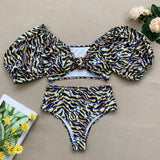 Peachtan Leopard Print Swimwear Women Bikini 2020 Mujer Long Sleeve Swimsuit Female Biquinis Sexy Bandeau Two-Piece Bathing Suit