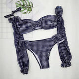Peachtan Leopard Print Swimwear Women Bikini 2020 Mujer Long Sleeve Swimsuit Female Biquinis Sexy Bandeau Two-Piece Bathing Suit