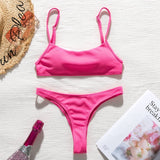 Peachtan Ribbed bikini set Neon biquinis Feminino 2020 swimwear Women bathers Woman swimsuit Female Thong bandeau bathing suit