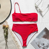 Peachtan Ribbed bikini set Neon biquinis Feminino 2020 swimwear Women bathers Woman swimsuit Female Thong bandeau bathing suit